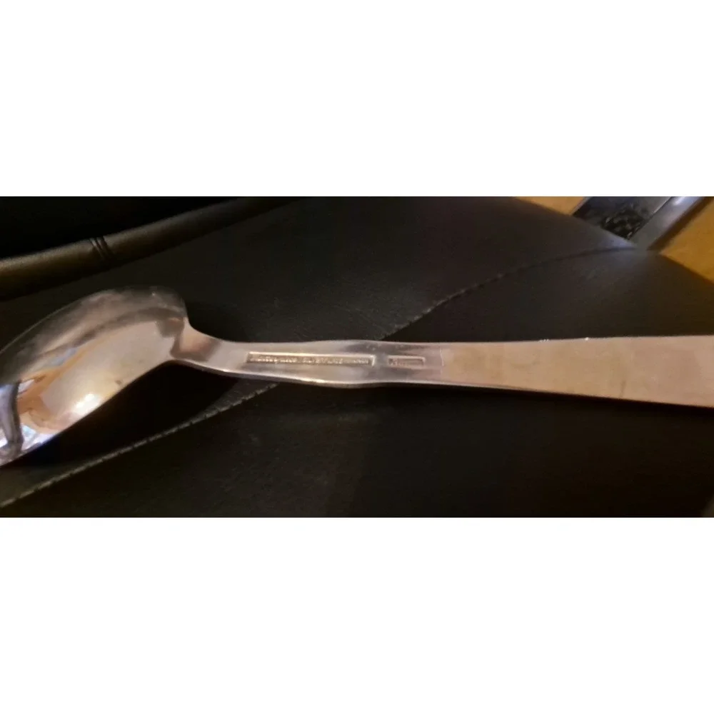 MASTERPIECE KAREN SILVER PLATE SALAD‎ LARGE SERVING FORK SPOON SPORK JAPAN VTG